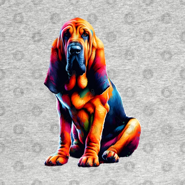 Colorful Bloodhound Portrait in Expressive Splash Art Style by ArtRUs